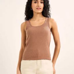 People by Pantaloons Brown Plain Top-picture-5