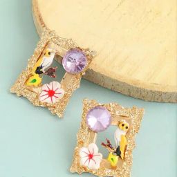 Sohi Gold Plated Party Designer Stone Stud Earrings-0