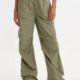Levi's Olive Relaxed Fit Mid Rise Trousers-image-65