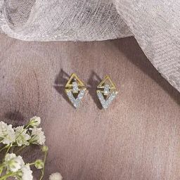 P.N.Gadgil Jewellers 14KT Yellow Gold and Diamond Stud Earring for Women-image-70