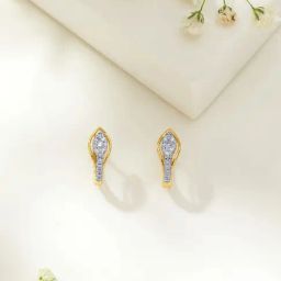 P.N.Gadgil Jewellers 14KT BSI Hallmarked Yellow Gold Luminous Cut Huggie Earring for Women-image-8