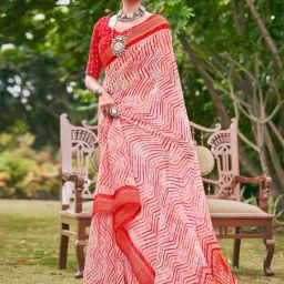 Saree Mall Red Printed Sarees With Unstitched Blouse-picture-24