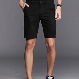 WROGN Men Black Slim Fit Solid Chino Shorts-image-56