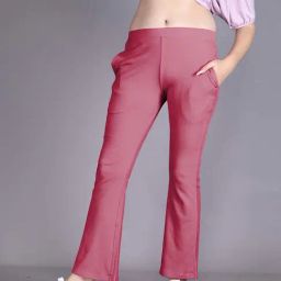Lyra Pink Cotton Striped Bootcut Pants-image-36