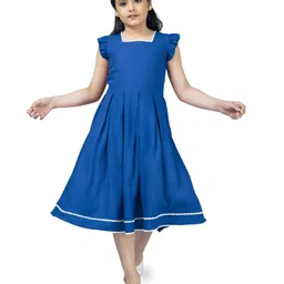 MODERN DREAM Girls Self Design Square Neck Fit & Flare Dress-10