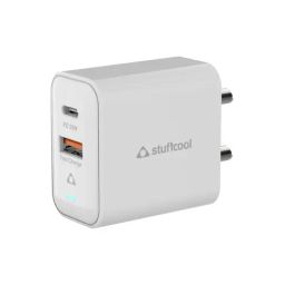 Stuffcool Flow PPS 25W Type-C PD + USB-A Dual Port Wall Charger (White)-image-29