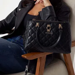 GUESS Women Solid Structured Handheld Bag-8