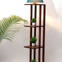 Fabindia Teal Fabric Contemporary Table Lamp Shade-image-41