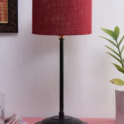 Devansh Rust & Brown Self Design Traditional Buffet Table Lamp with Shade-27