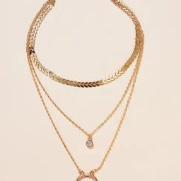 OOMPH Gold tone Multi Layer Multi Stranded Horse Shoe Good Luck Charm Link Chain Necklace for Women-4