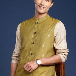 Taavi Printed Mandarin Collar Rogan Nehru Jacket-image-83