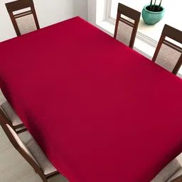 SWAYAM Red Rectangular 90" X 60" Cotton Table Cloth image 1