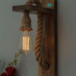 MFD HOME FURNISHING Brown Textured Contemporary Wooden Armed Sconce Lamp-image-43