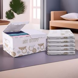 Aura White 6 Pieces Printed Drawer Organisers-40