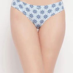 Clovia Blue Cotton Printed Bikini Panty-image-89