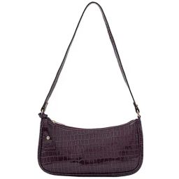 NUFA Maroon Textured Small Shoulder Handbag-33