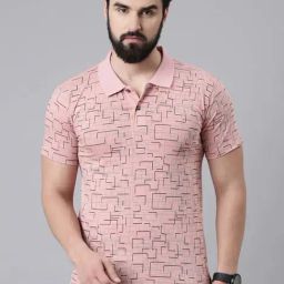 Kryptic Pink Regular Fit Printed Cotton Polo T-Shirt-picture-25