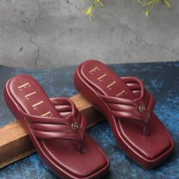 Elle Women's Maroon Thong Sandals-image-73