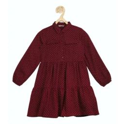 Peter England Kids Maroon Cotton Printed Full Sleeves Dress-image-91