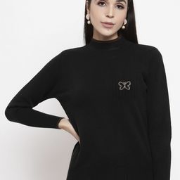 Gipsy Women Black & Brown Self-Design Acrylic Pullover Sweater-image-59