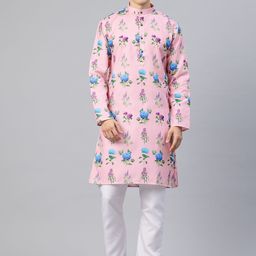 Luxrio Men Floral Printed Mandarin Collar Kurta-picture-43