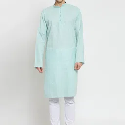 RG DESIGNERS Men Green Woven Design Kurta with Pyjamas-image-66
