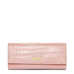 Caprese Ariana Pink Textured Tri-Fold Wallet for Women-image-2