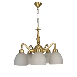 Fos Lighting Classic Downward Frosted Diamond Glass 5 Light  Brass Chandelier - L56-DynaBalloon-CH5-image-66