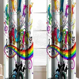 Aura White & Blue 2 Pieces Abstract Printed Long Door Curtain-14