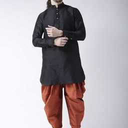 DEYANN Men Black & Orange Solid Kurta with Patiala-picture-6