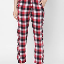 Mystere Paris Women Red & Black Checked Lounge Pants-42