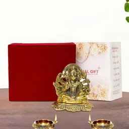 INTERNATIONAL GIFT Gold-Toned 5 Pcs Hanuman Idol Showpiece With Diya Religious Gift Set-34