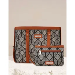 FLYING BERRY Black Printed Handicraft Faux Leather Sustainable Shoulder Laptop Bag Combo with Pouch-picture-39
