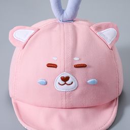Babyhug Bear Face Embroided Baseball Cap - Pink-image-8