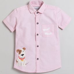 Polka Tots Half Sleeves Dog Bark Print Shirt - Pink-image-74