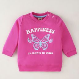 Zero Cotton Knit Full Sleeves Text Printed T-Shirt - Pink-image-4