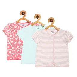MINI KLUB Pack Of 3 Half Sleeves Striped & Floral Printed Jhablas - Multi Colour-picture-24