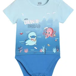 MINI KLUB Cotton Half Sleeves Sea Life Printed Onesie - Blue-picture-36