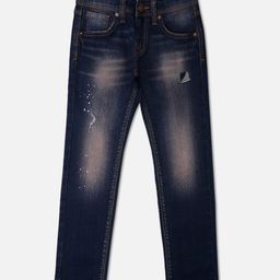 Pepe Jeans Woven Ankle Length Washed Jeans With Distressed Pattern - Navy Blue-image-94