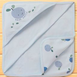 Pink Rabbit Interlock Knit Hooded Towel & Wrapper with Teddy Print L 80 x B 80 cm- Light Blue-image-84