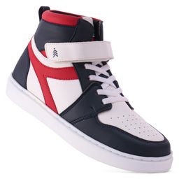 Pine Kids Velcro Closure Sneakers Shoes - White & Red-image-35