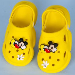 Yellow Bee Mickey Mouse Featuring Perforated Slingback Clogs With Rotating Charms - Yellow-picture-3