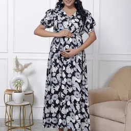 Swasti Ethnic Motifs Print Maternity Maxi Dress-image-38