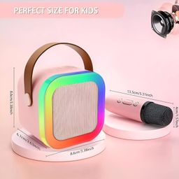 Inpout Bluetooth Speaker with Mini Wireless Karaoke Mic, RGB Lights with 5 Voice Change Effects image 2