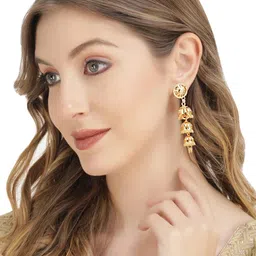 Bhagya Lakshmi Gold Plated Classic Jhumkas Earrings-image-16
