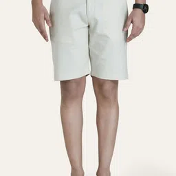 PERCH Men Linen Beige Solid Shorts-image-30