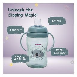 Adore Pro Hoop a Loop 2 in 1 Sipper Cup with Handle and Dust Free Cap Green - 250 ml image 3