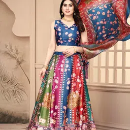 Kaizen TEXO FAB Printed Semi-Stitched Lehenga & Unstitched Blouse With Dupatta-picture-1