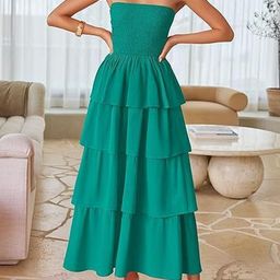 Outzidr Strapless Green Maxi Dress-image-77