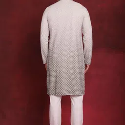 Jompers Men Embroidered Regular Sequinned Pure Cotton Kurta with Pyjamas image 5